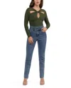 Bebe Cross Front Knit Top In Green