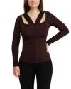 Bebe Women's Cut Out Ruched Top In Brown