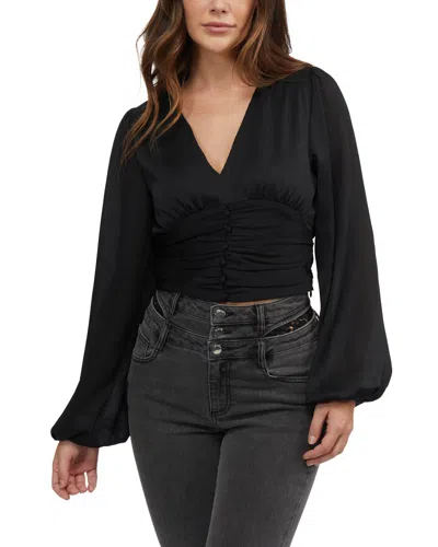 Bebe Women's Deep V Front Button Top In Black