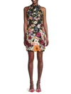 Bebe Mock Neck Sleeveless Short Dress In Black Multi