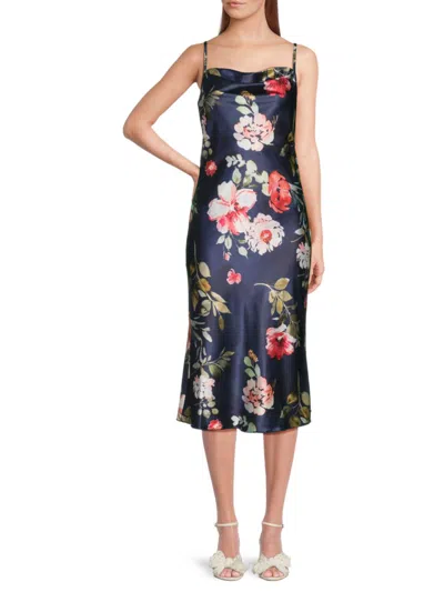 Bebe Women's Floral Satin Slip Midi-dress