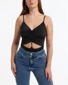 Bebe Front Keyhole Ruched Knit Bodysuit In Black