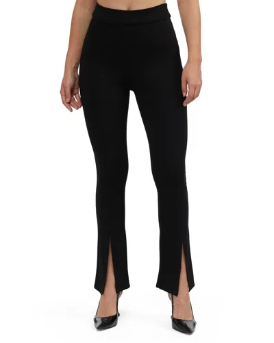 Bebe Women's Front Slit Flared Pdr Pant In Black