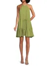 Bebe Women's Godet Hem Mini A-line Dress In Green