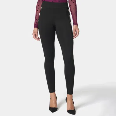 Bebe Women's High Waist Rhinestone Button Legging In Black