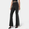 Bebe High Waist Rhinestone Trim Flared Pant In Black