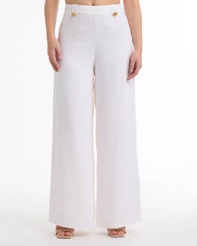 Bebe Women's High Waist Wide Leg Pant With Button Tab Detail In Beige