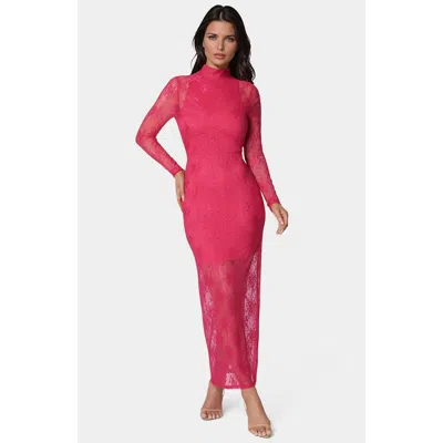 BEBE WOMEN'S ILLUSION LACE MAXI DRESS