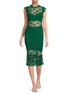 Bebe Illusion Lace Midi Dress In Green