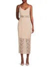 Bebe Lace Midi Dress In Taupe