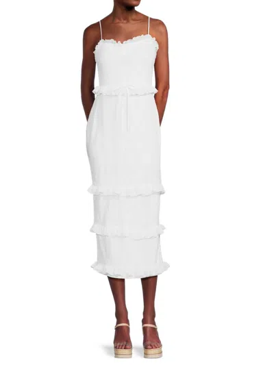 Bebe Women's Lace Ruffle Tiered Midaxi Sheath Dress In White