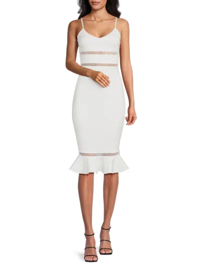 Bebe Women's Lace-trim Flounce Midi-dress In White