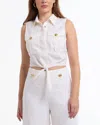 Bebe Women's Linen Blend Front Tie Blouse In White
