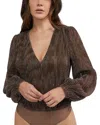 Bebe Women's Lurex Puff Sleeve Bodysuit In Brown