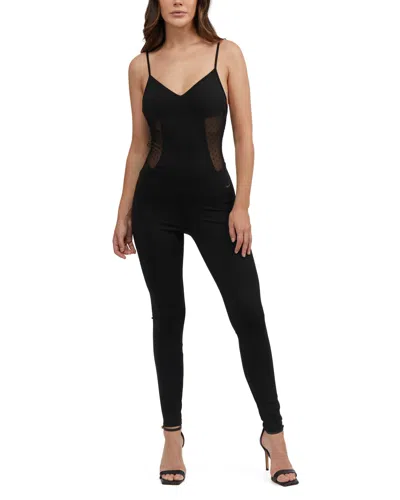 Bebe Women's Mesh Insert Catsuit In Black