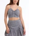 Bebe Women's Mini Gingham Ruched Front Cami In Black