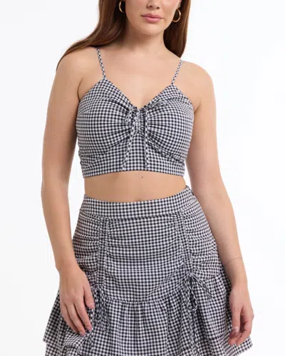 Bebe Women's Mini Gingham Ruched Front Cami In Black