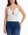 Bebe Women's Multi Keyhole Halter Top In White