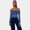 Bebe Off Shoulder Satin Corset In Multi