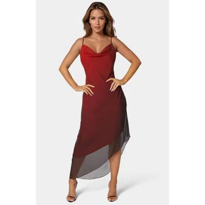 BEBE WOMEN'S OMBRE CHIFFON COWL DRESS