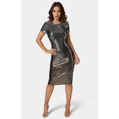 Bebe Women's Ombre Sequin Midi T-shirt Dress In Gray