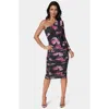 Bebe Women's One Shoulder Ruched Midi Dress In Multi