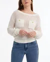 Bebe Open Knit Pocket Detail Sweater In White