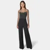 Bebe Studded Pearl Top And Palazzo Leg Jumpsuit In Black