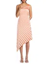 Bebe Pleated One Shoulder Gown In Peach