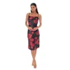 Bebe Printed Satin Bias Midi Dress In Pink