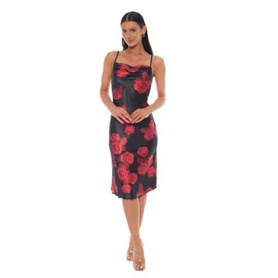 BEBE WOMEN'S PRINT SATIN SLIP MIDI DRESS