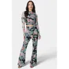 Bebe Printed Two Piece Mesh Jumpsuit In Multi