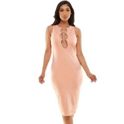 Bebe Ring Detail Midi Dress In Coral