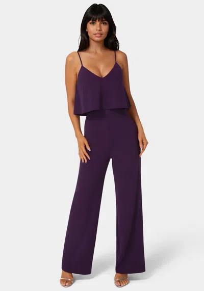 Bebe Women's Ruffle One-shoulder Wide-leg Jumpsuit In Purple