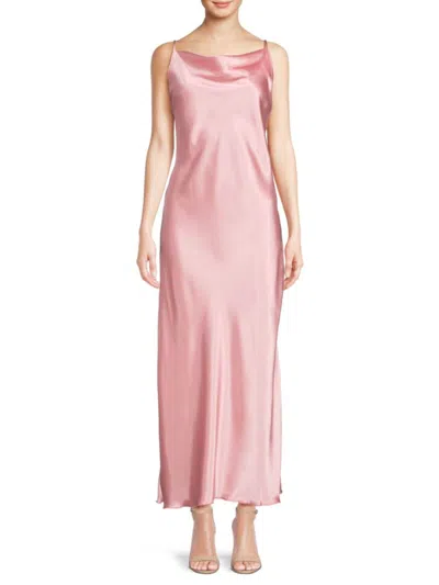 Bebe Women's Satin Cowl-neck Maxi Dress In Pink