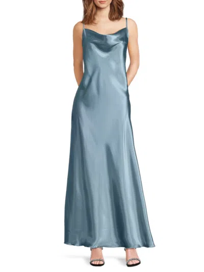 Bebe Women's Satin Cowl-neck Maxi Dress In Blue