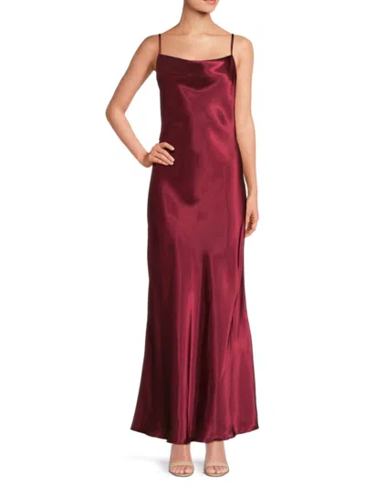 Bebe Women's Satin Cowl-neck Maxi Dress In Burgundy