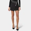 Bebe Satin Waist Band Woven Twill Mini Skirt In Black