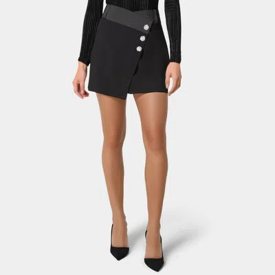 BEBE WOMEN'S SATIN WAIST BAND WOVEN TWILL MINI SKIRT
