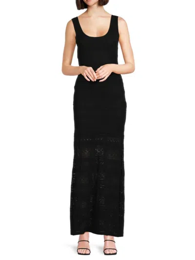 Bebe Women's Scoopneck Crochet Maxi Dress In Black