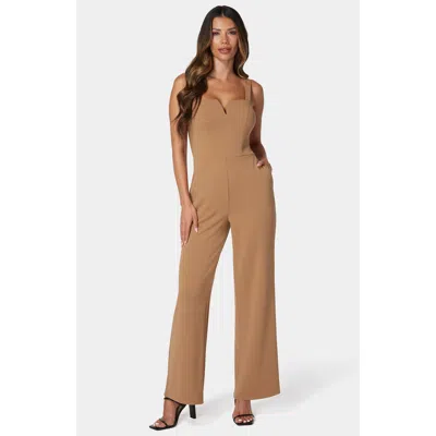BEBE WOMEN'S SCUBA CREPE JUMPSUIT WITH STRAP