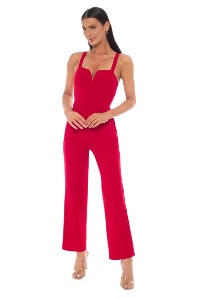 Bebe Women's Scuba Crepe Jumpsuit With Strap In Red