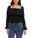 Bebe Women's Smocked Body & Sleeve Top In Black