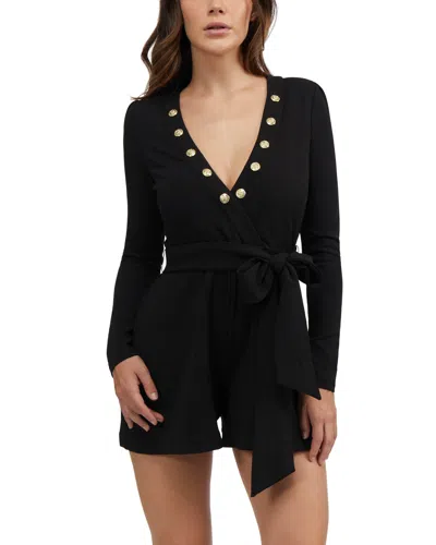 Bebe Women's Snap Detail Belted Romper In Black