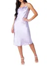 Bebe Satin Cowl Neck Slip Midi Dress In Lilac