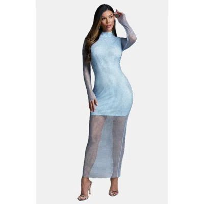 Bebe Women's Sparkle Mesh Gown In Blue