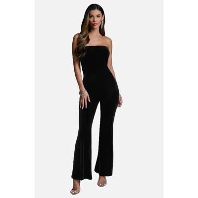 Bebe Women's Strapless Velvet Jumpsuit In Black