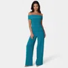Bebe Studded Off Shoulder Palazzo Jumpsuit In Multi