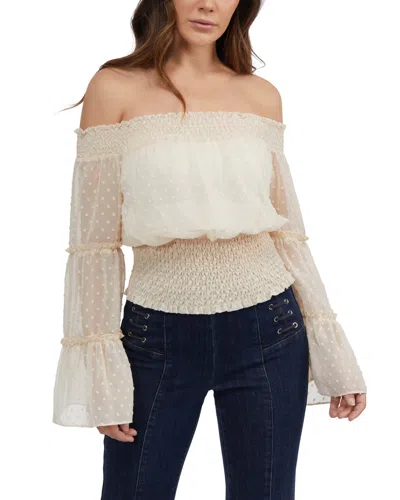 Bebe Women's Swiss Dot Bell Sleeve Blouse In Yellow