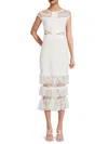 Bebe Women's Tiered Lace Midi Sheath Dress In Ivory